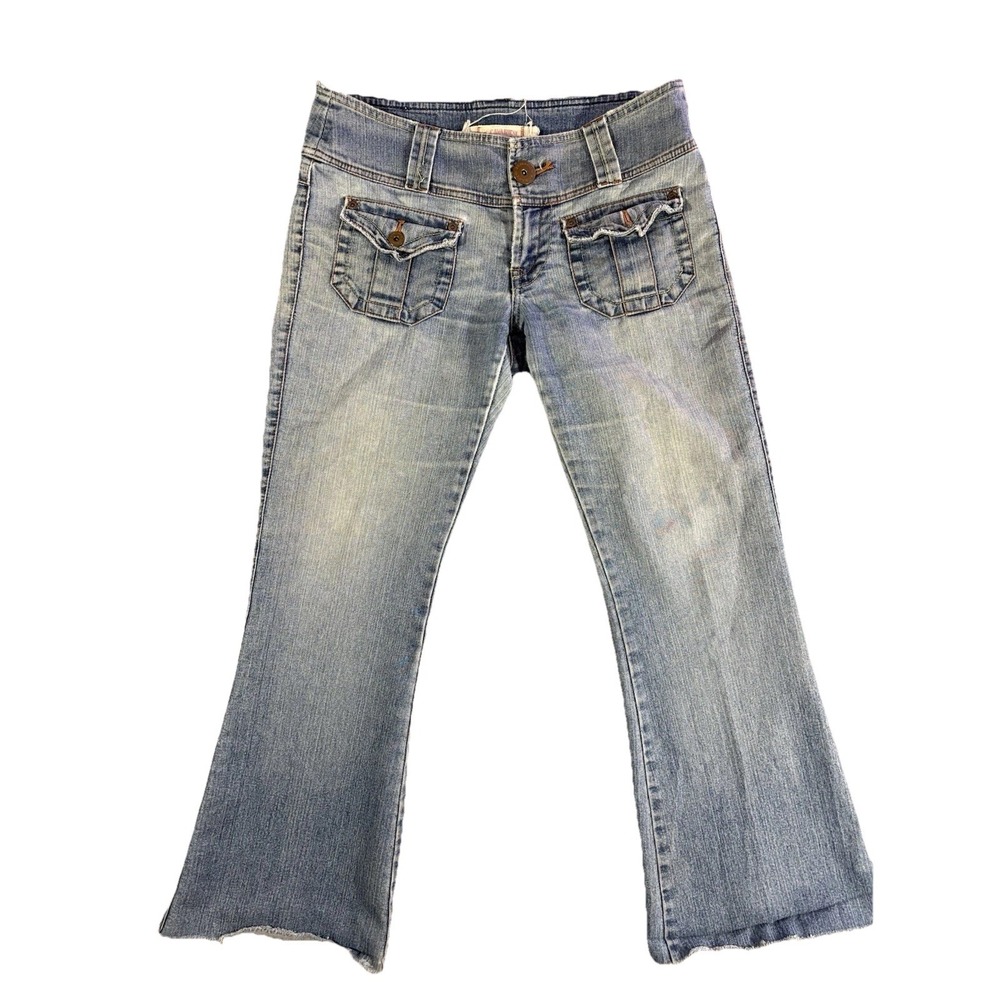 Z Cavaricci Y2K Flare Jeans Low Rise Bootcut Vintage Wash Women Size 7